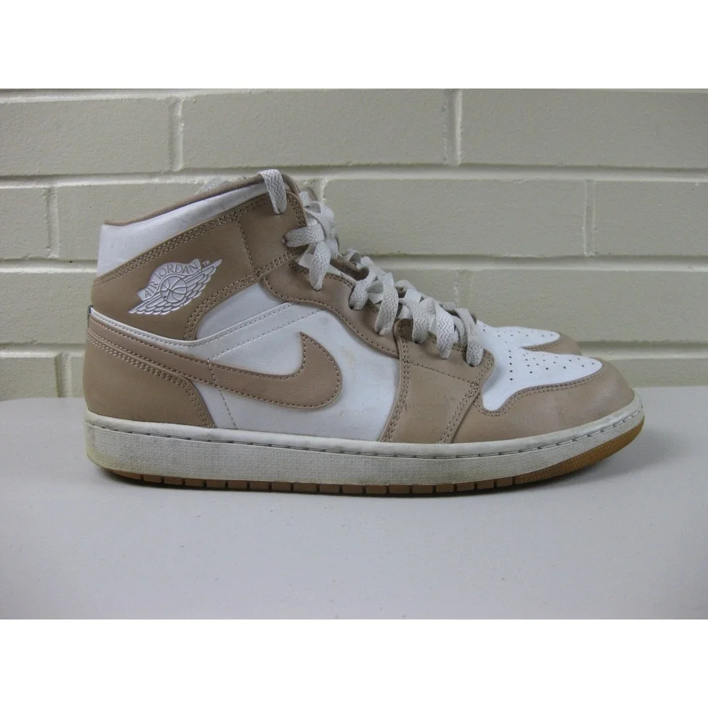 Jordan Air Jordan 1 Mid Men's (12) High Top Sneakers Shoes Tan Gum #554724